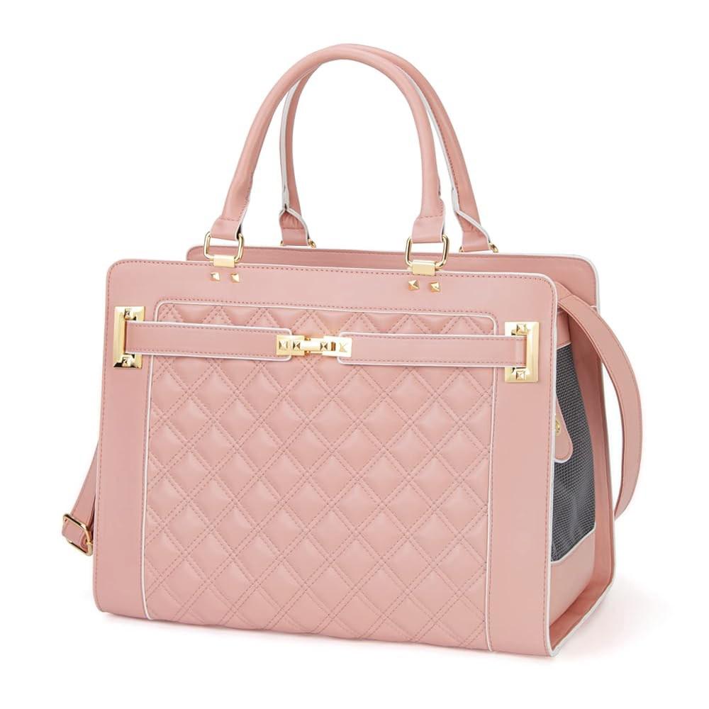 펫 캐리어 강아지와 고양이를 위한 부드러운 면 가죽 핸드백 토트백 TSA 항공사 승인