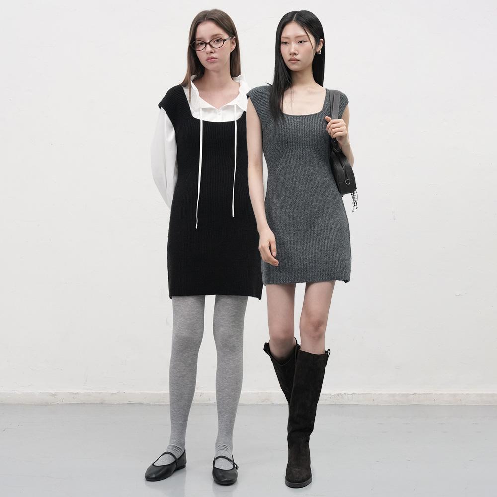 General Idea スクエアネック ニット ミニワンピース WBE3L44526