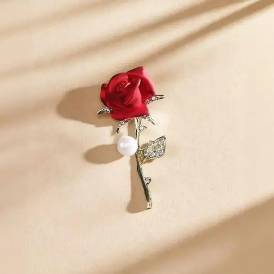 Rose Flower Decorative Pin Women's Clip-on Clothing Fixing Accessory Party Daily Look Coordination Item