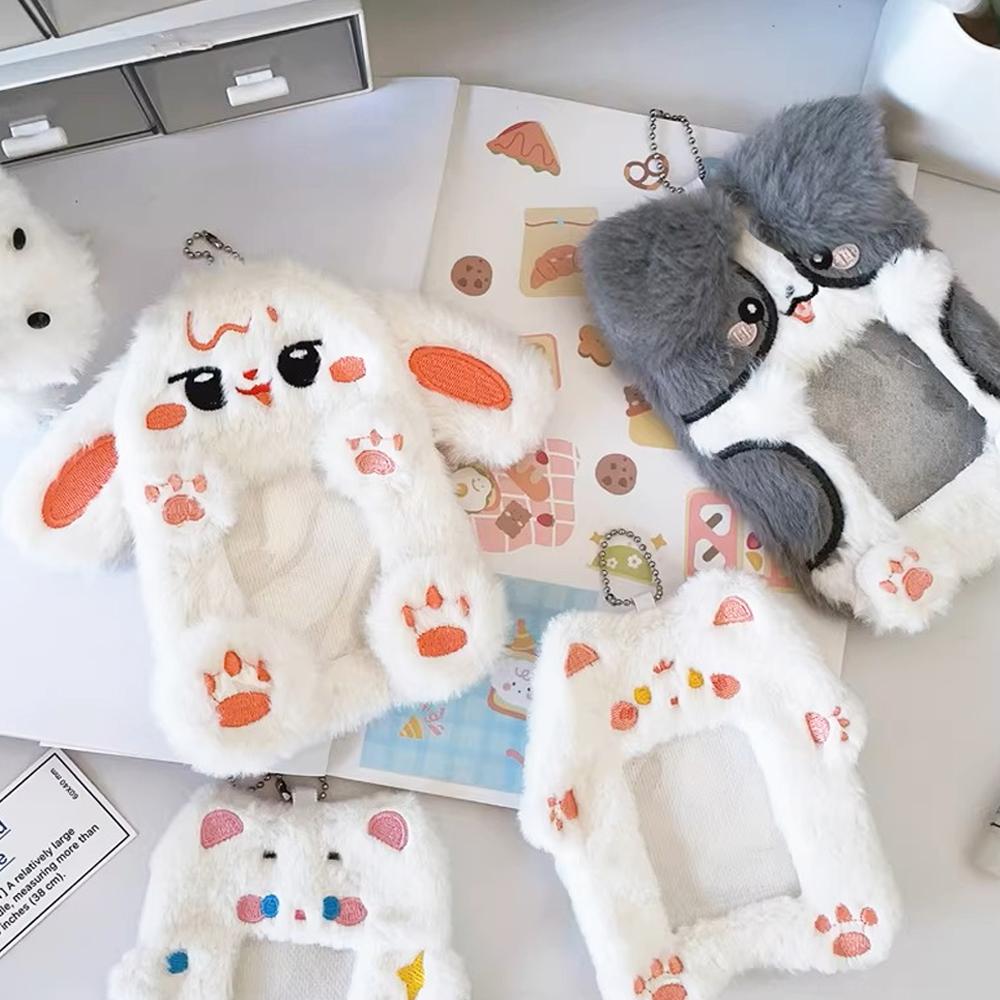 アニマル フォトカードホルダー 4type フォトカードホルダー アイドル ポカ 写真 キーリング トップローダー スリーブ キーホルダー