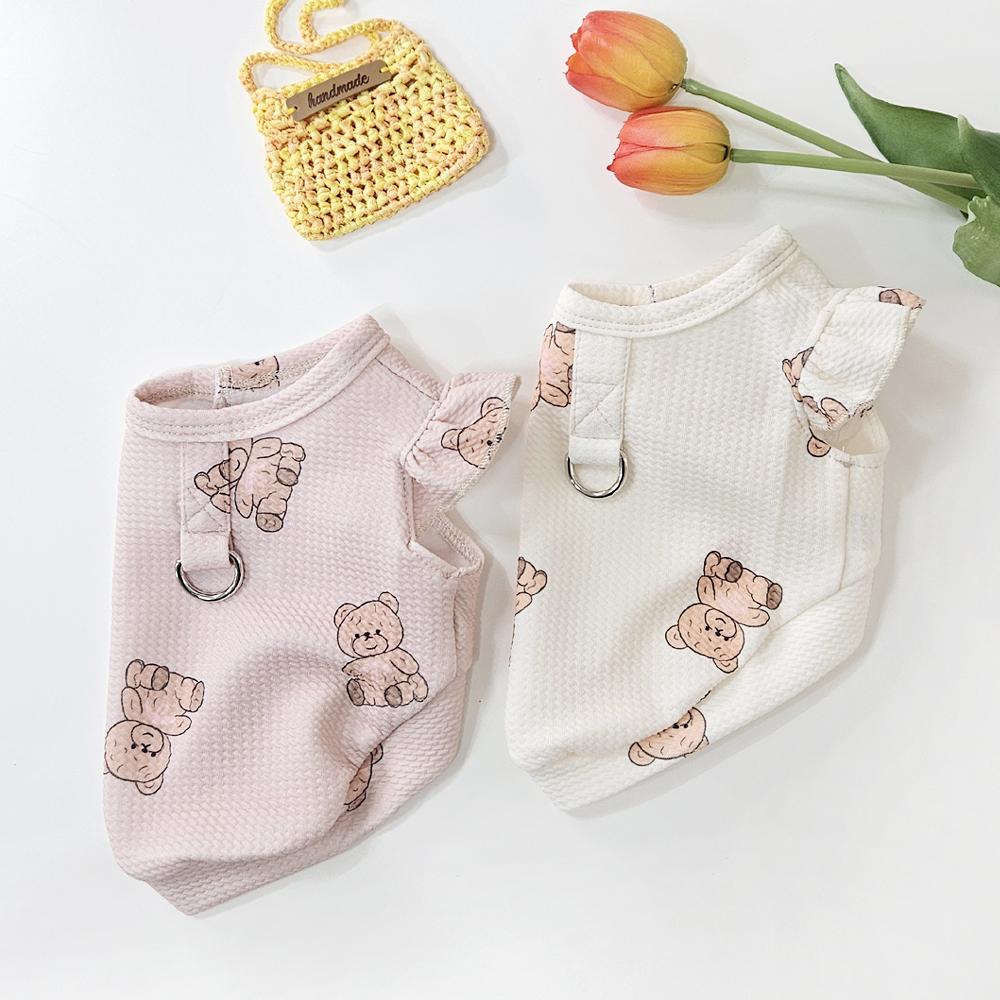 チュチュヤ クマさん 犬用ハーネス フリルTシャツ 愛犬デイリー室内服 ノースリーブ 犬服