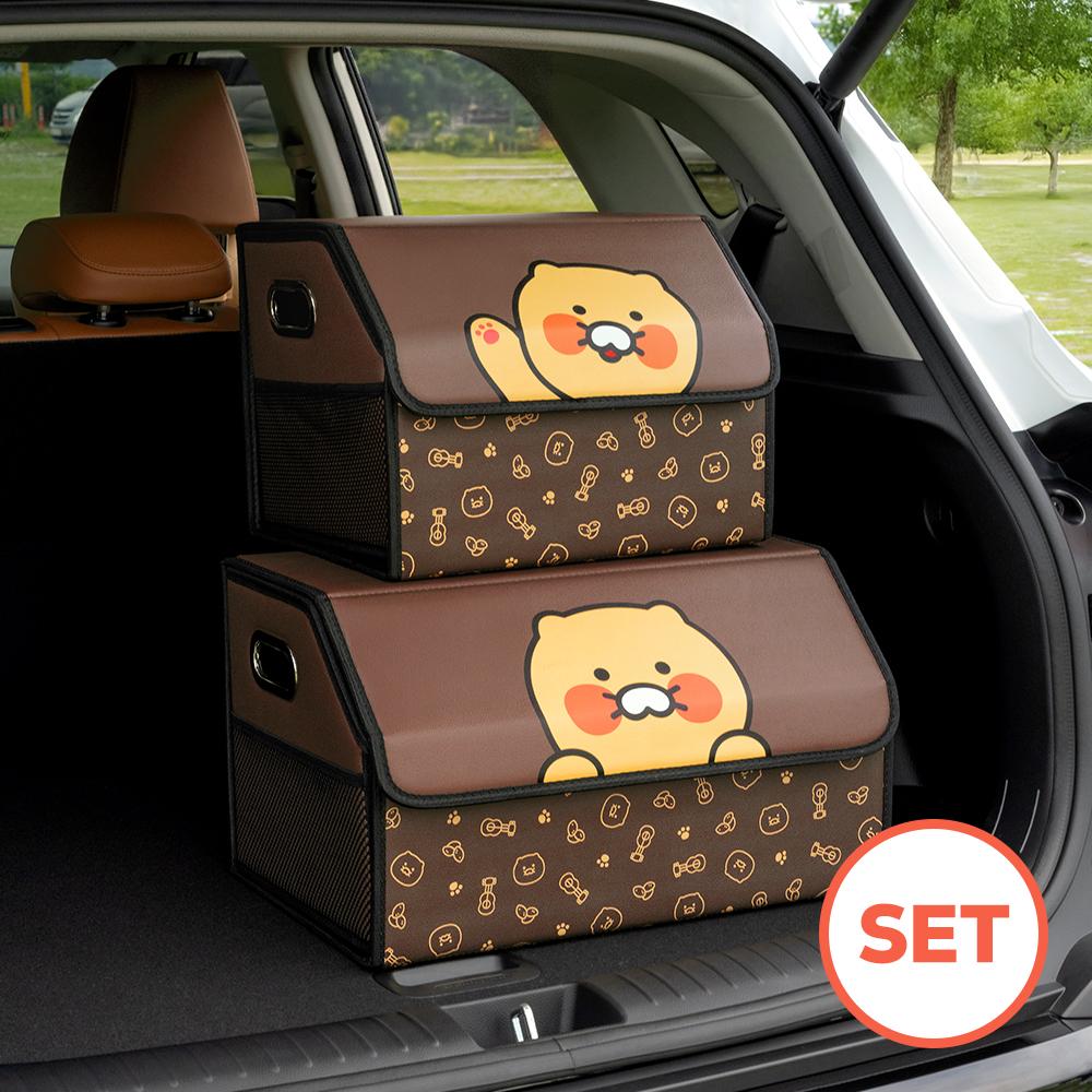 (小型+大型 SET) Kakao Friends チュンシク クリア車載トランク収納ボックス トランク整理ボックス 大容量 折りたたみ収納ボックス