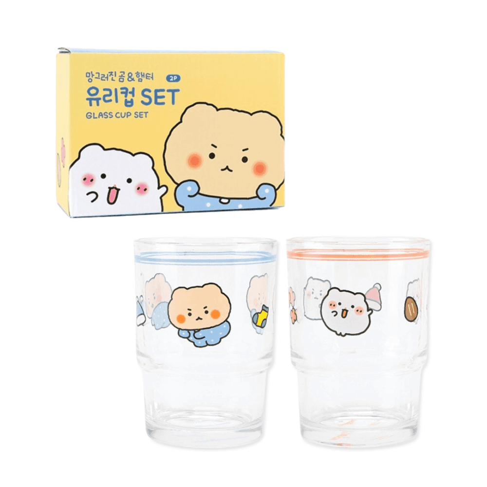 망그러진곰 굿즈 マンゴミとハムター ガラスカップ セット 220ml