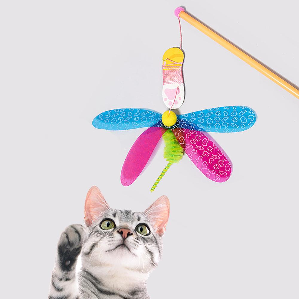 カシャカシャ ぶんぶん 釣り竿 猫用おもちゃ ミツバチ