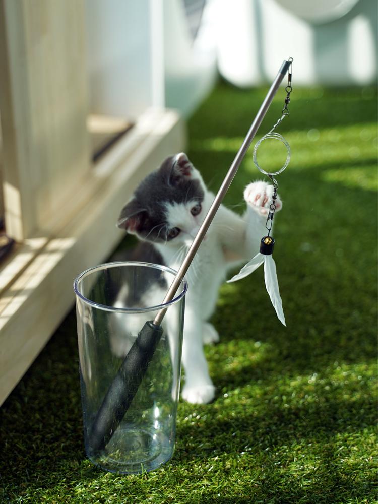 GeumdolCat リフィル式 3段 猫用釣り竿 おもちゃ