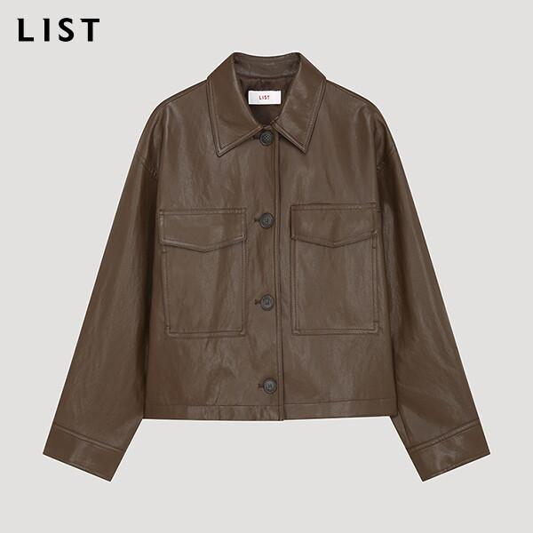 리스트 백 스트링 레더 점퍼 TWWJPP5203