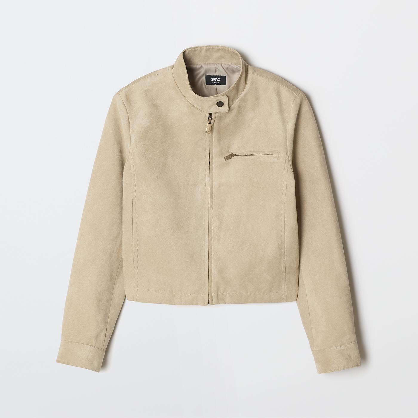 스파오 스탠드 칼라 스웨이드 자켓 SPJLG12W14