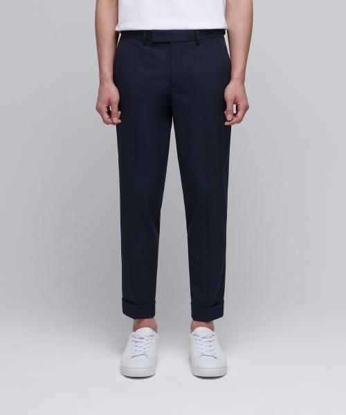 MUSINSA STANDARD テーパード ターンアップ ヒドゥンバンディング クロップスラックス ネイビー