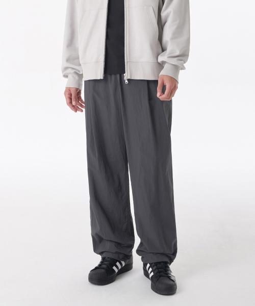 MUSINSA STANDARD ナイロン ワンタック ワイドストリングパンツ グレー