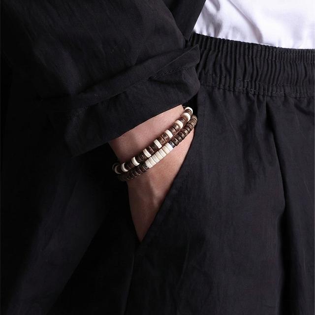 CHEAPKEY メンズ ボヘミアン ウッド 2ピース レイヤードブレスレット FREE