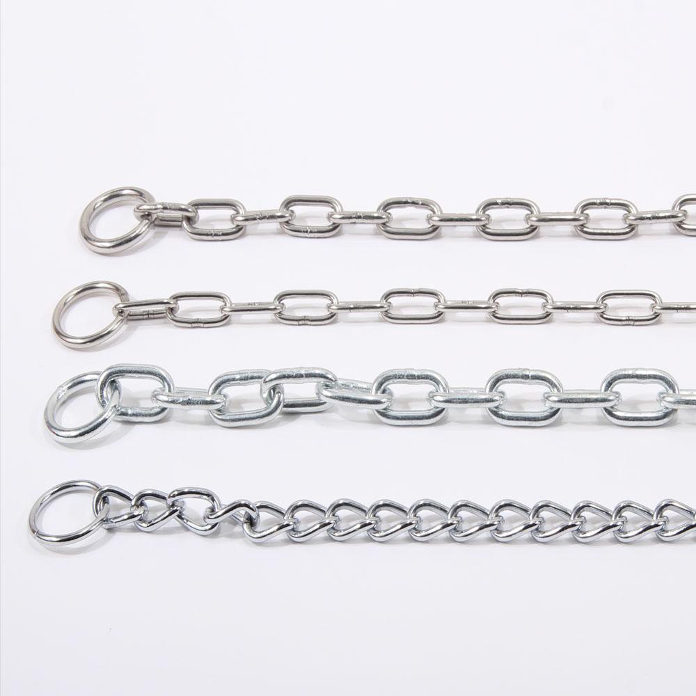 ステンレス 鉄製 犬用首輪 リード 犬首輪 鉄鎖 チェーンストラップ 犬用リード チョークチェーン クロム