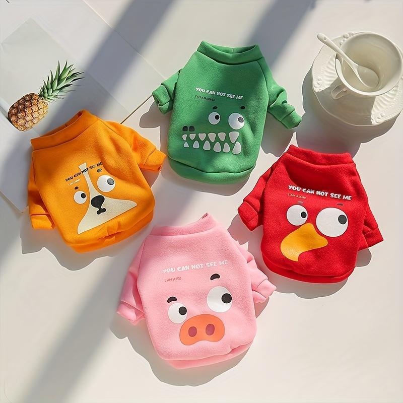 강아지 가을옷 봄 가을 애완 동물 양말 긴팔 티셔츠 만화 따뜻한 강아지 옷 고양이 옷