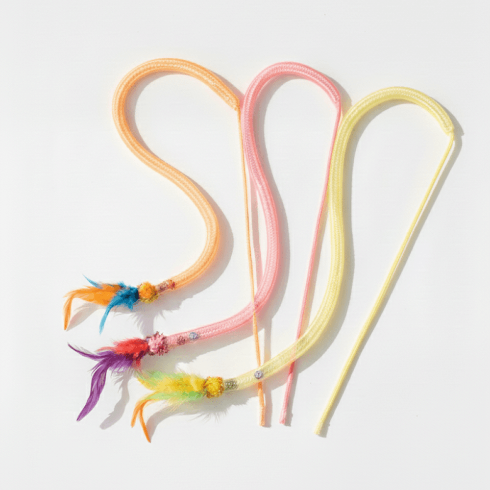 위드펫 고양이 장난감 깃털 낚시대 탄력 로프 뱀 움직임 방울 캣토이