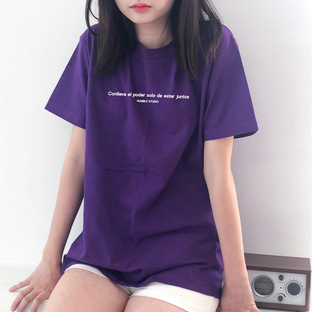 험블스튜디오 17수 レタリング 通気性 Tシャツ L(オーバーフィット) パープル