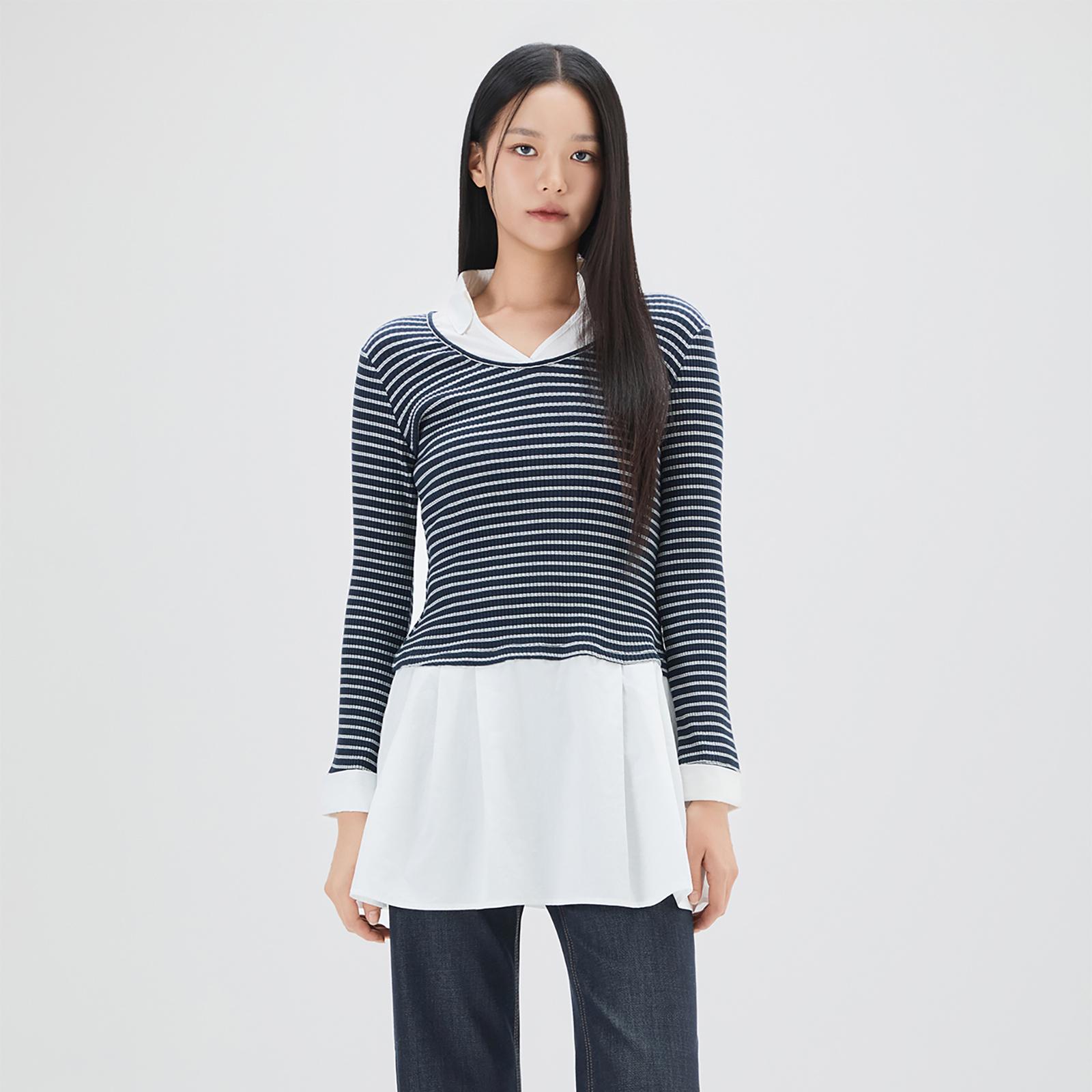 [미쏘] シャツレイヤードワンピース_MIWOWG319G