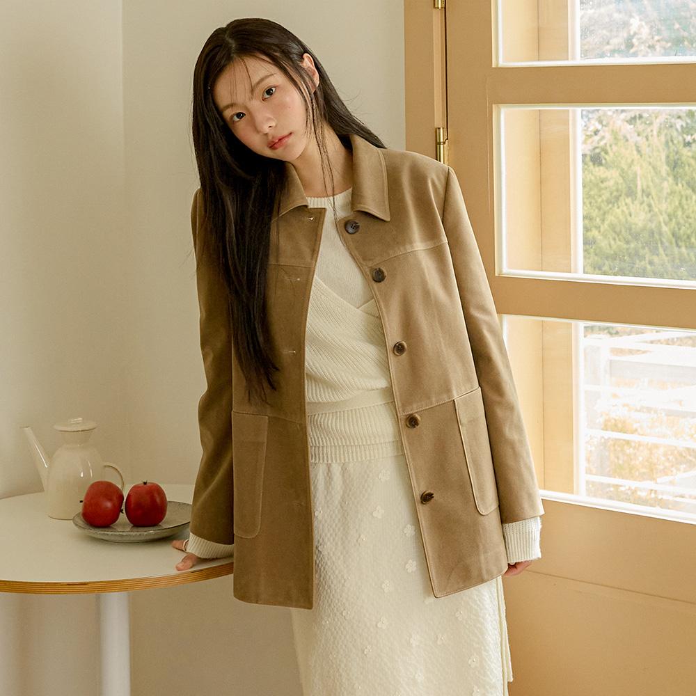 올리브데올리브 フラットカラー スエード シングルジャケット OL5AJ801