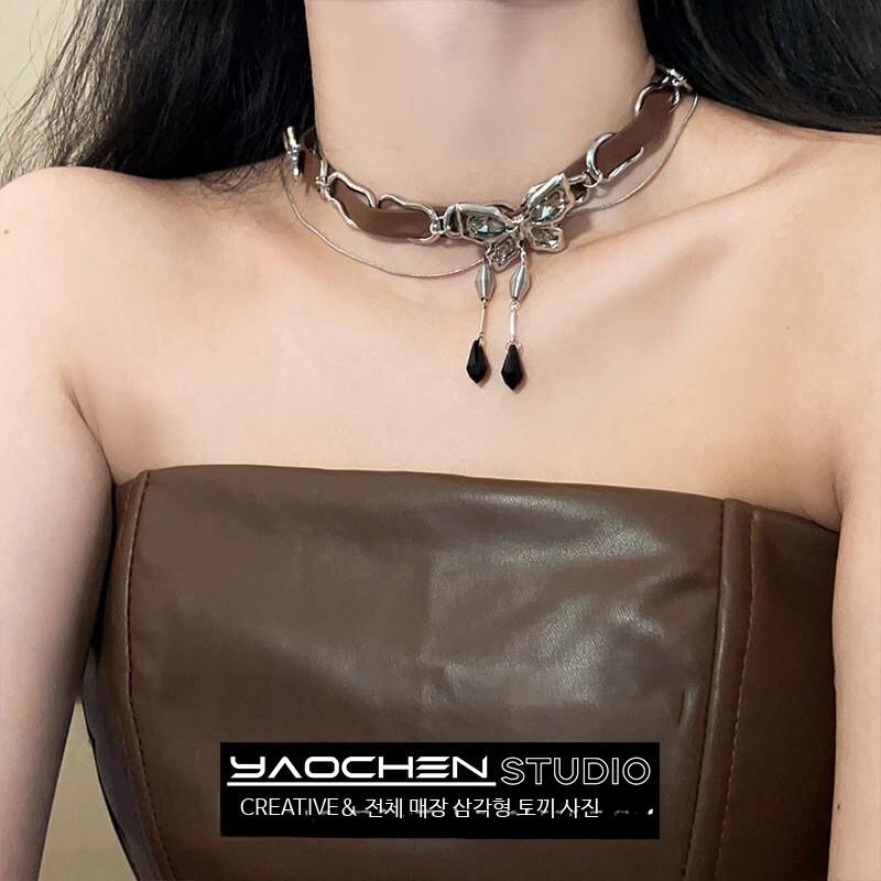 チョーカーネックレス レディース レイヤード ファッションネックレス レザーチェーンスタイル ジュエリーアクセサリー デイリールック