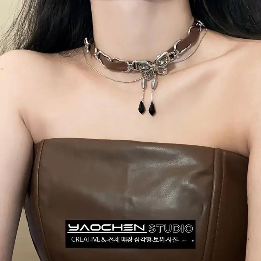 チョーカーネックレス レディース レイヤード ファッションネックレス レザーチェーンスタイル ジュエリーアクセサリー デイリールック