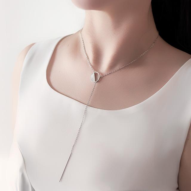 オニキス パール調 サー surgical steel Yネックレス