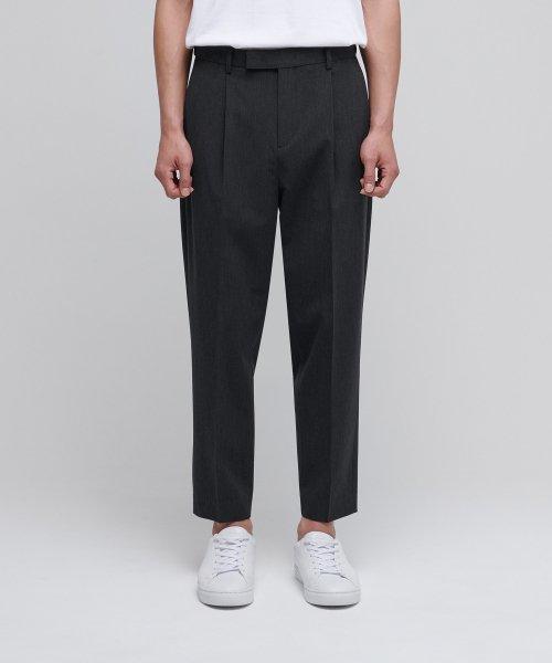 MUSINSA STANDARD キャロット ヒドゥンバンディング クロップドスラックス チャコールグレー