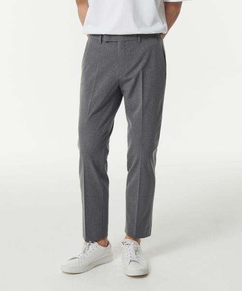 MUSINSA STANDARD テーパード ヒドゥンバンディング クロップドスラックス メランジグレー