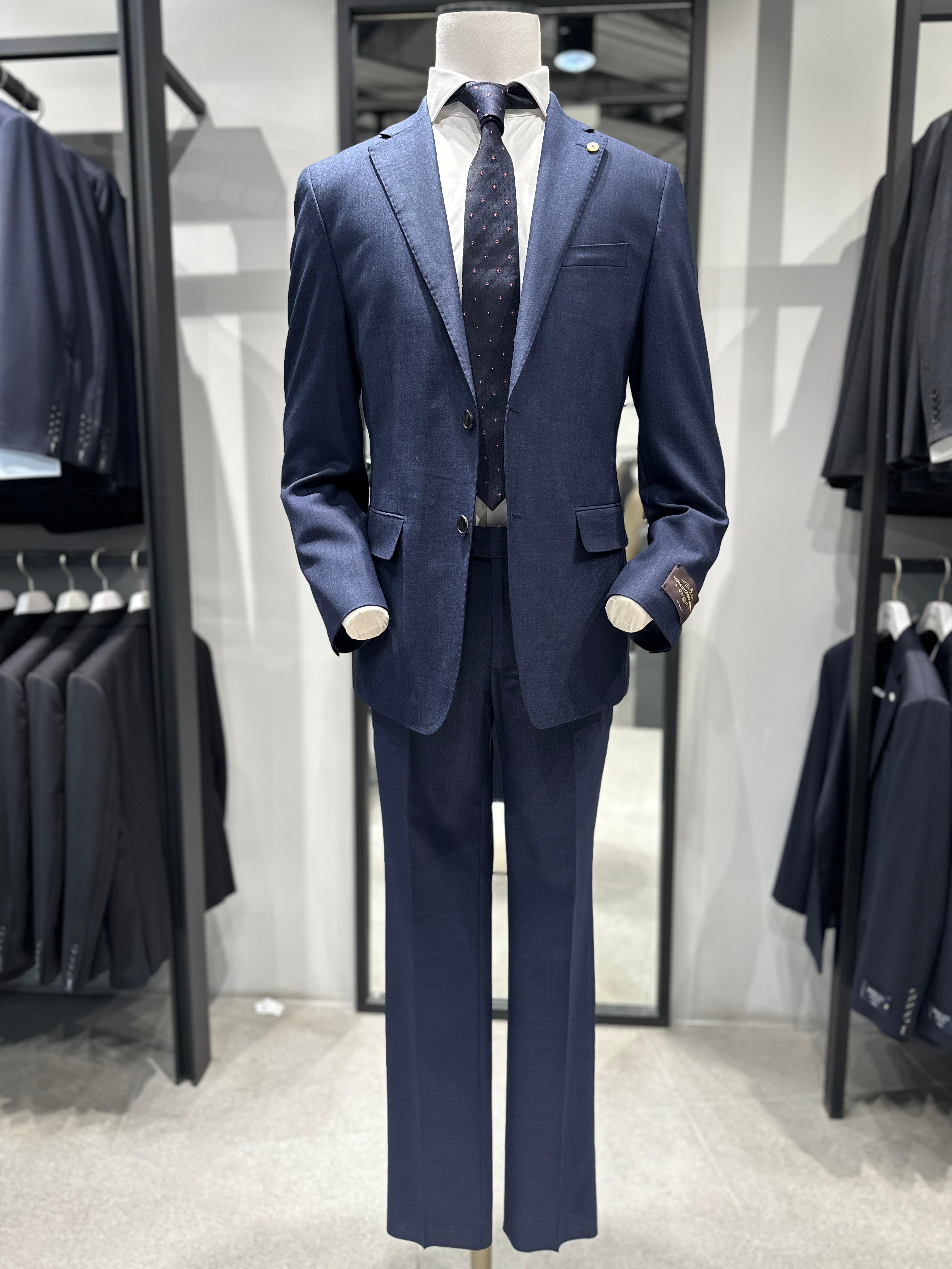 GIREU ブルーネイビー イタリア製 贅沢生地 礼服 結納 ウェディング スーツ PKJ2021