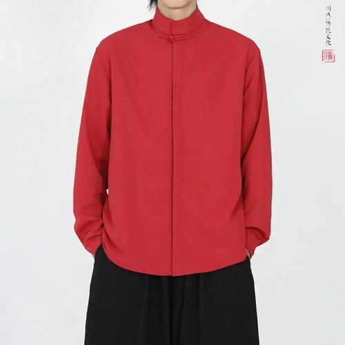 メンズ カジュアル デートルック ソリッドシャツ 春秋 ワンボタンカラー 長袖 人気3