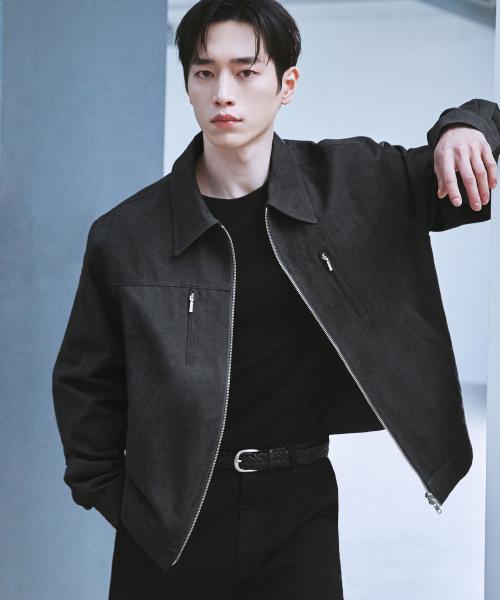 [Draw Fit] フェイド ダイイング コットン ブルゾン ジャケット [CHARCOAL] DFJK5107CC