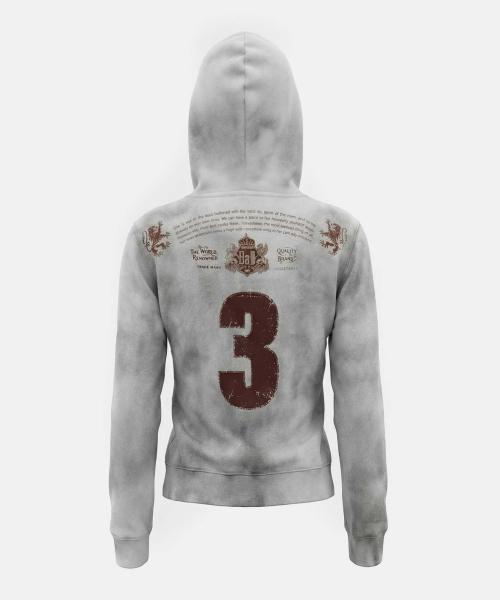 [BADBLOOD] ロイヤル クラシック ディストレスト フーディー ジップアップ - ホワイト w-hde25-072