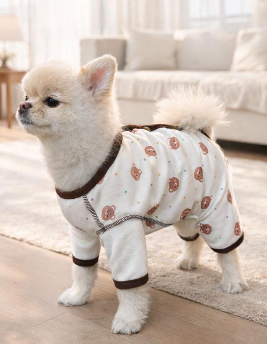 ドッグウェア オールインワン オーガニック 段ボタン ベア 男の子 XS