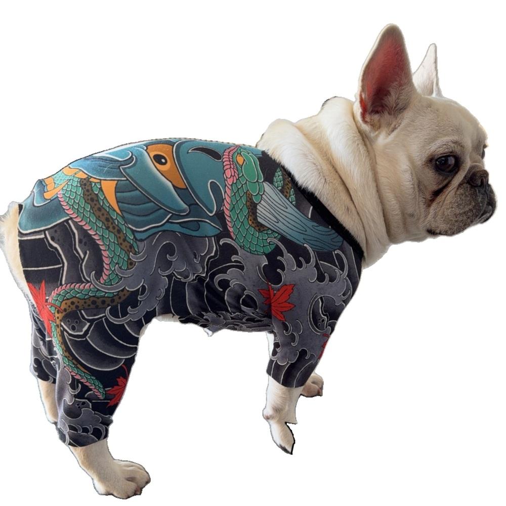 刺青ドッグウェア 小型犬 散歩 コスチューム ヤクザ 般若 プリント タトゥーTシャツ