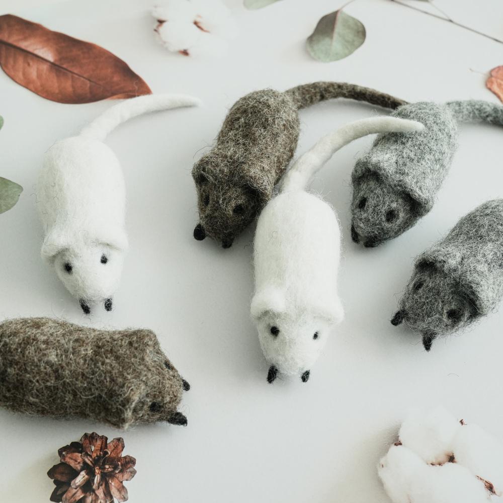 伴侶나라 手作り ウールネズミ 猫用おもちゃ チュードリ 3 colors