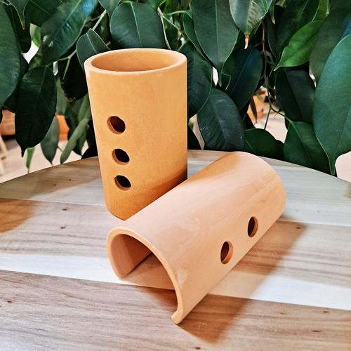 トンネル型 黄土セラミック 隠れ家 爬虫類 ウェット クレスティッドゲッコー 産卵箱 脱皮不全防止