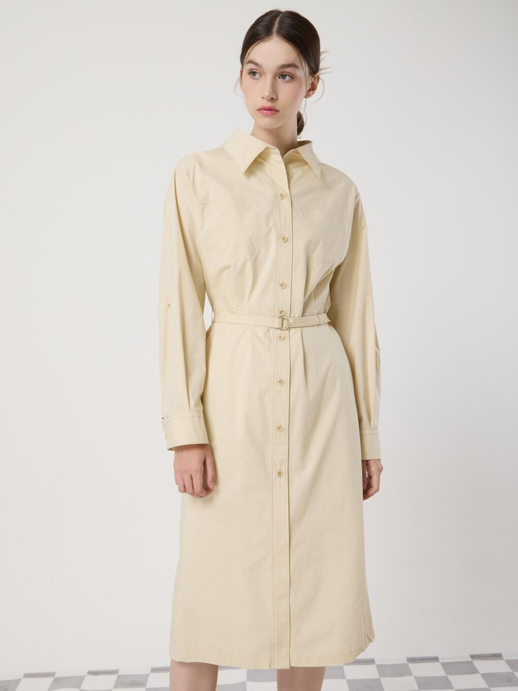 CC COLLECT ベルテッド シャツ型 ワンピース C252MSE031