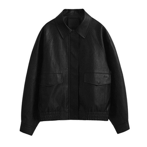 HANE ボーイフィット ヒドゥンボタン レザージャケット ブルゾン