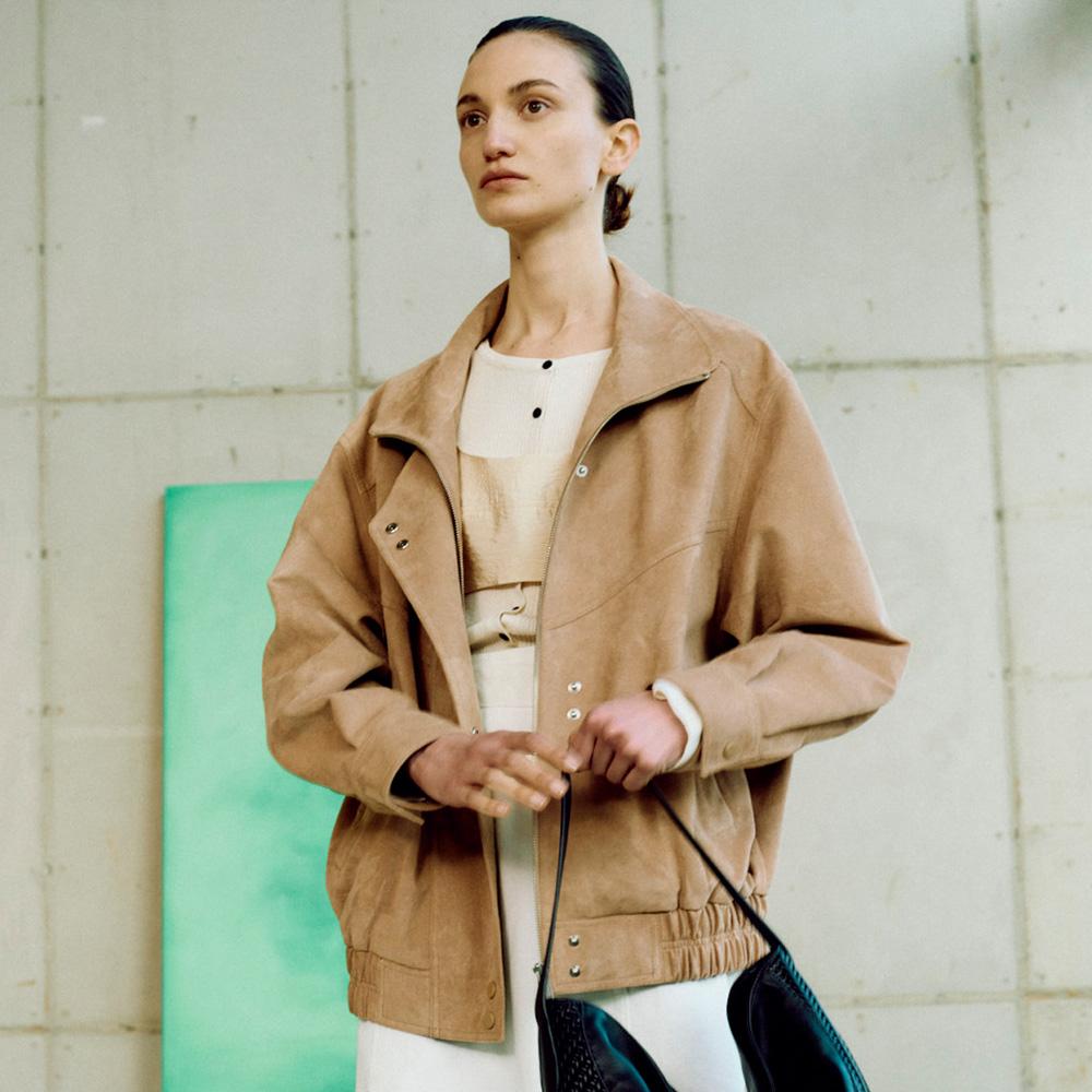 LOEUVRE Asymmetric Placket フェイクスエード ジャケット SL5XJ830