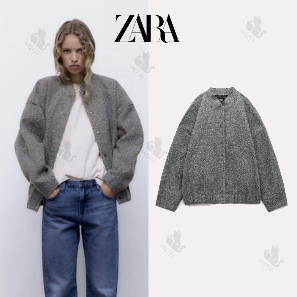 ZARA ザラ レディース オーバー ルーズフィット ボンバージャケット グレー ブラック