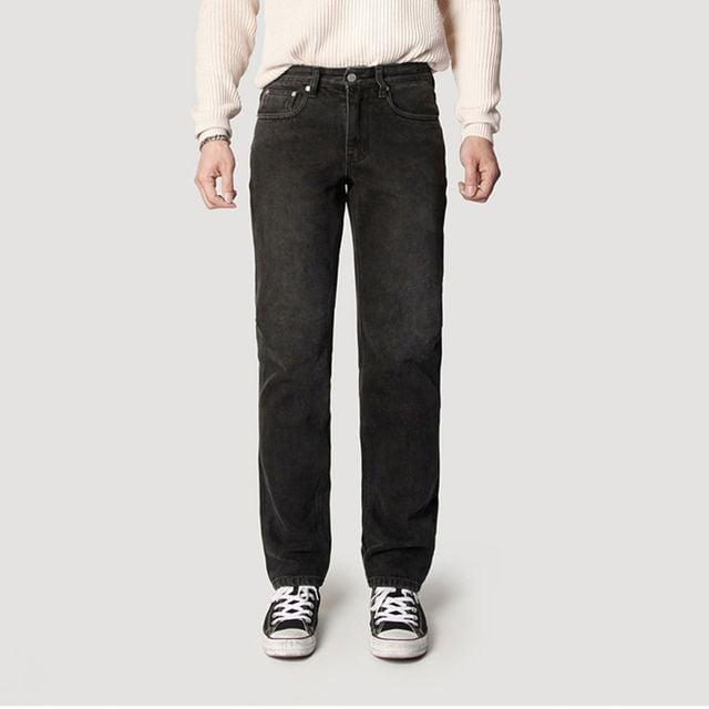 メンズ ブラックデニム ストレートフィットジーンズ ブラックウォッシュ SMOKEMOOD musinsaブランド ボトムス