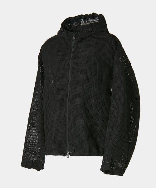 [COOR] ダブルニッティッド フーディー ジップアップ (ブラック) CXD2JP37K-BLK