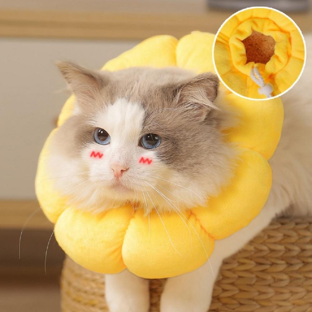 犬猫用ひまわり柄ネックカラー（エリザベスカラー） 術後 掻き防止 首保護