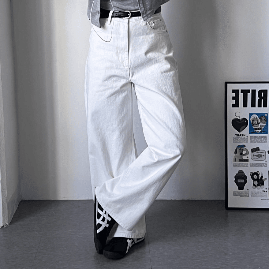 ハイウエスト 低身長女子 パンツ ワイドパンツ ホワイトパンツ 白パンツ