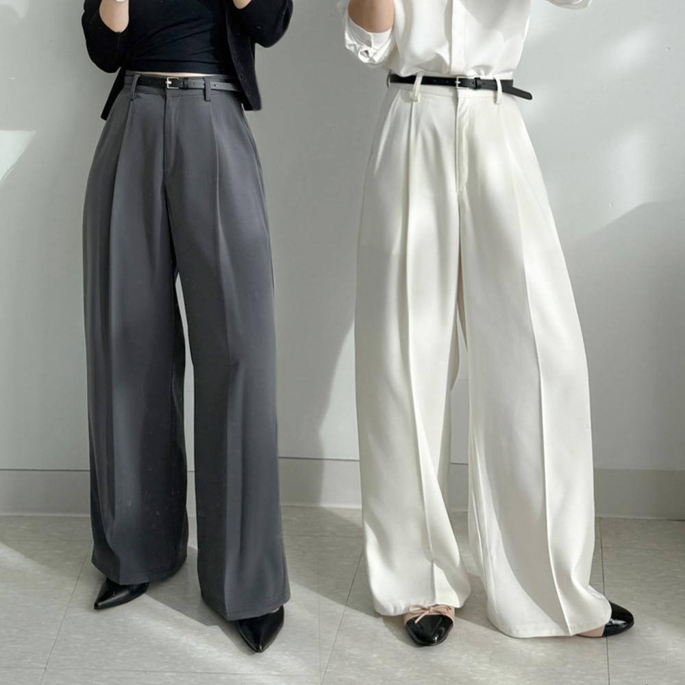 低身長女子パンツ ワイドパンツ レディース スラックス ハイウエスト スーツ ピンタック ワイドパンツ