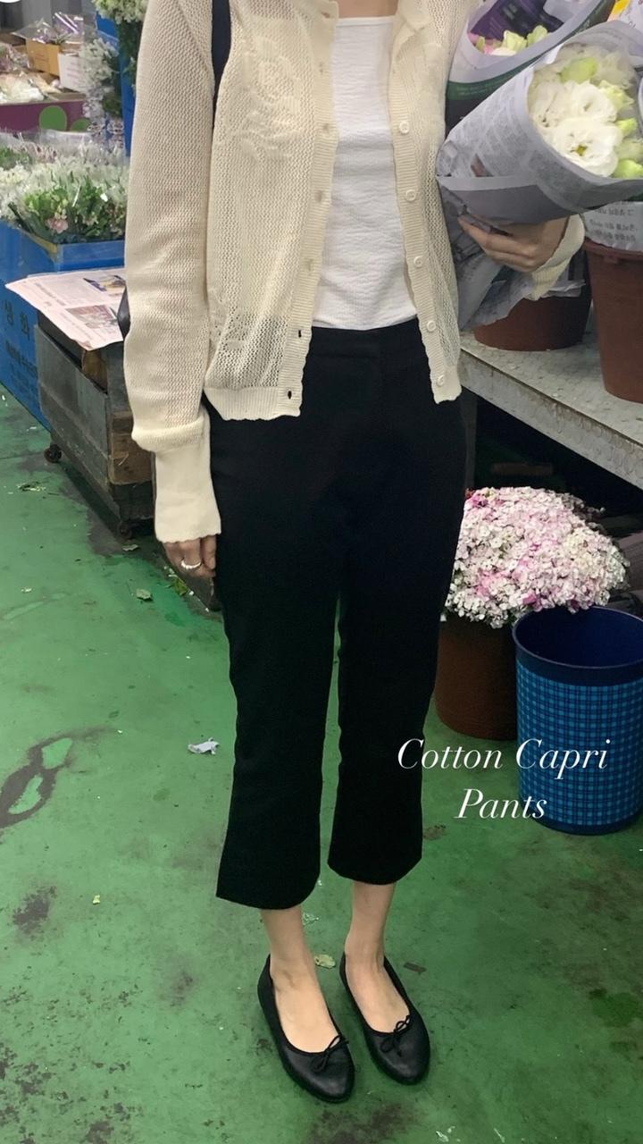 Founders コットン カプリパンツ 7分丈 スリム ストレートフィット 細見えフィット 伸縮性あり レトロムード サマーコーデ オフィスコーデ クラシック Inenough