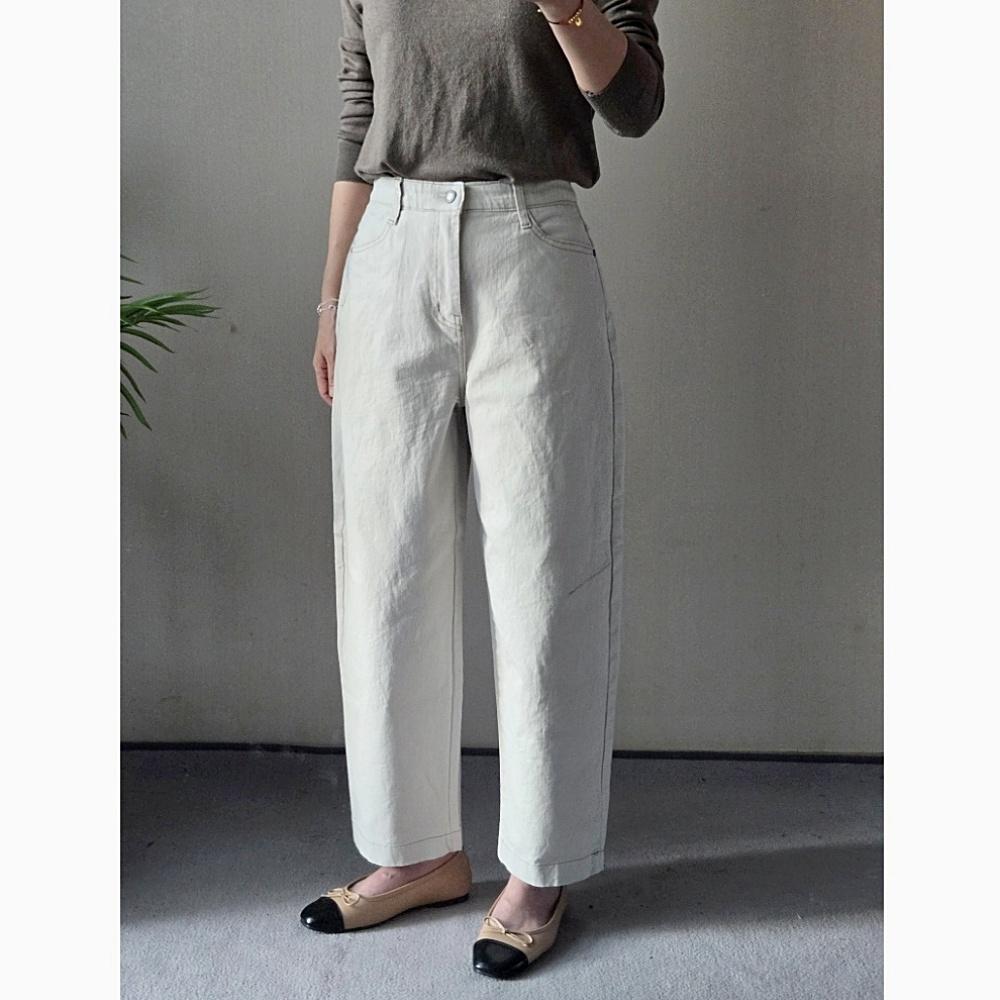 カーブドパンツ 春 バンド 壺型 ベイカーパンツ ストレッチ 楽ちん ビッグサイズ バルーン 低身長女子 ワイドパンツ