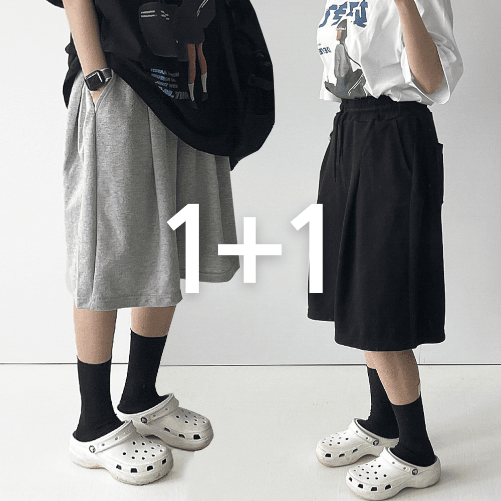 1+1 ワイドバミューダパンツ ビッグサイズ半ズボン 6分丈 5分丈半ズボン