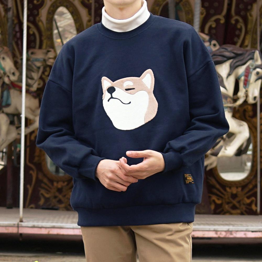 CLOTHEsome 柴犬 トレーナー ペア 柴刺繍 オーバーフィット ビッグサイズ (冬 裏起毛 春 秋)