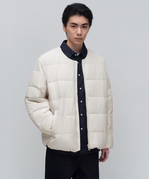 [무신사 스탠다드] 데일리 푸퍼 칼라리스 패딩 재킷 [더스티 크림] MMDJJBZ14-UC