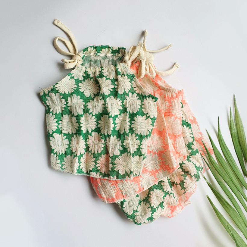 犬用服 夏クロップドTシャツ フラワーホルターネック ノースリーブTシャツ S