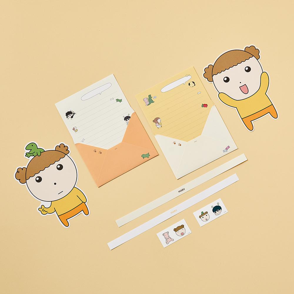 カカオフレンズ マルは犬 모양편지지 セット