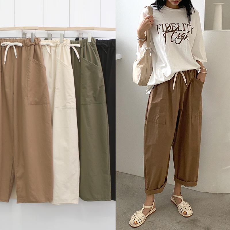 壺パンツ 夏 バギーパンツ ビッグサイズ ミドルエイジ レディース コットン 背が低い女性 ママ バンド付き ワイド リネン ワイドパンツ アラジンパンツ